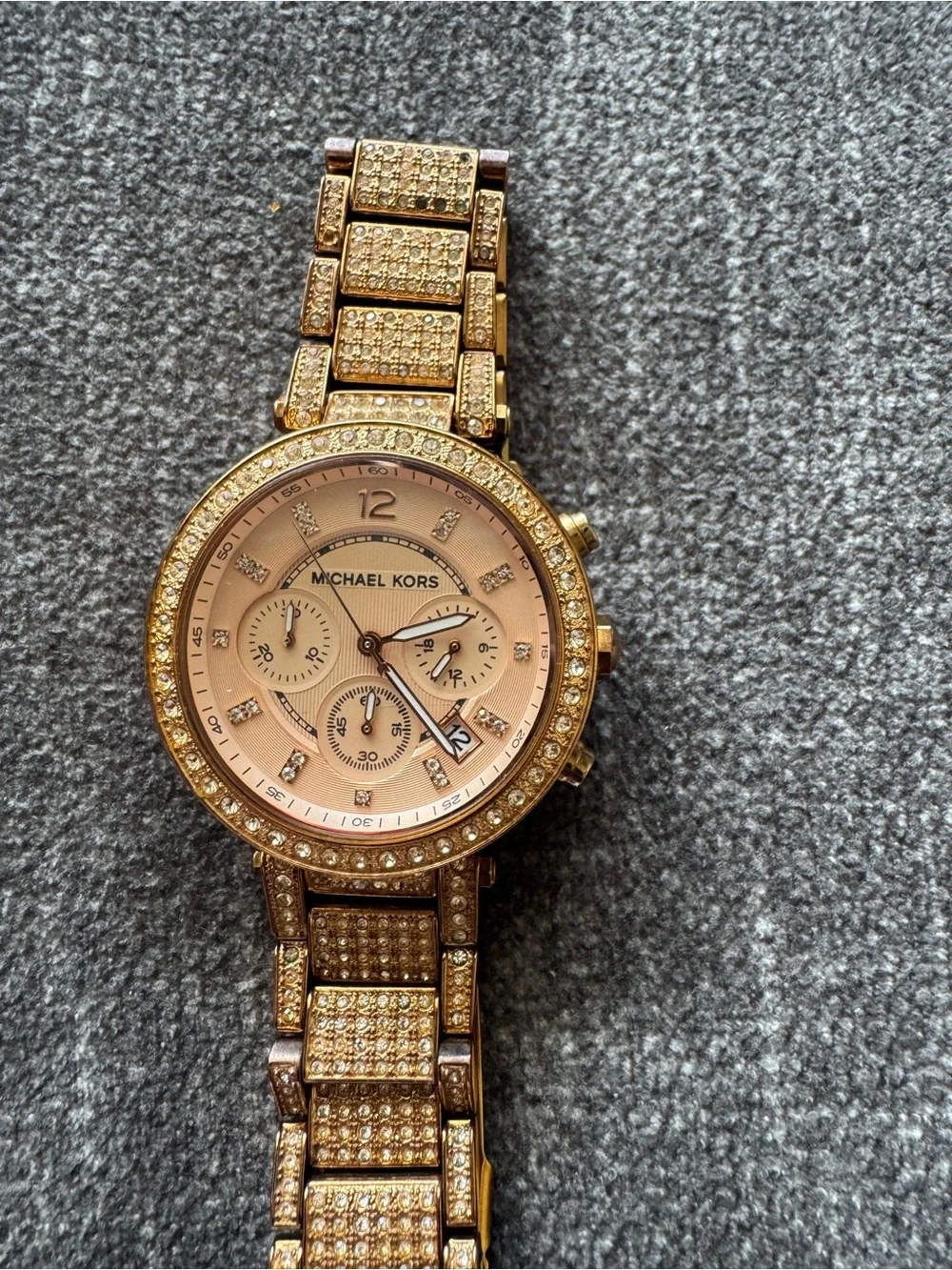 Michael Kors Rose Gold Crystal-Accent Women's Chronograph Watch